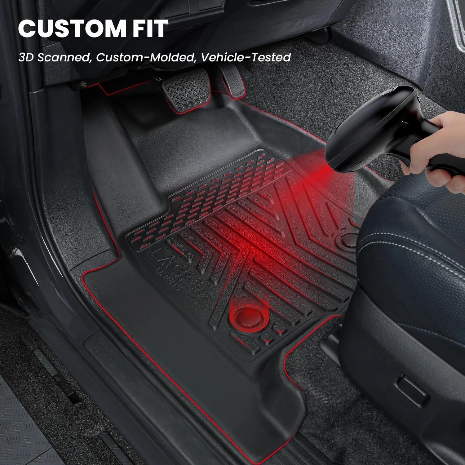 LASFIT Floor Mats&Trunk Mat with Backrest Mat for Toyota 4Runner 2025(Only Fit 7 Seats), All Weather TPE Custom Fit Floor Liner for 4Runner SR5/TRD/Limited 6th gen Front&Rear 4 Runner Car Mats, Black