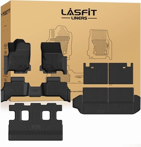 LASFIT Floor Mats&Trunk Mat with Backrest Mat for Toyota 4Runner 2025(Only Fit 7 Seats), All Weather TPE Custom Fit Floor Liner for 4Runner SR5/TRD/Limited 6th gen Front&Rear 4 Runner Car Mats, Black