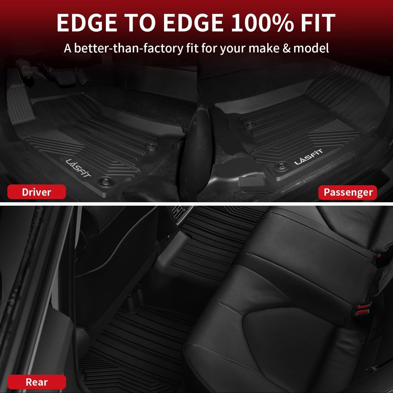 LASFIT Floor Mats for Toyota 4Runner 2013-2024 (Fit 7 Seats&5 Seats) & for Lexus GX460 2014-2023, All Weather TPE Custom Fit Floor Liner for 4 Runner 5th gen Front & Rear 2 Row Car Mats, Black