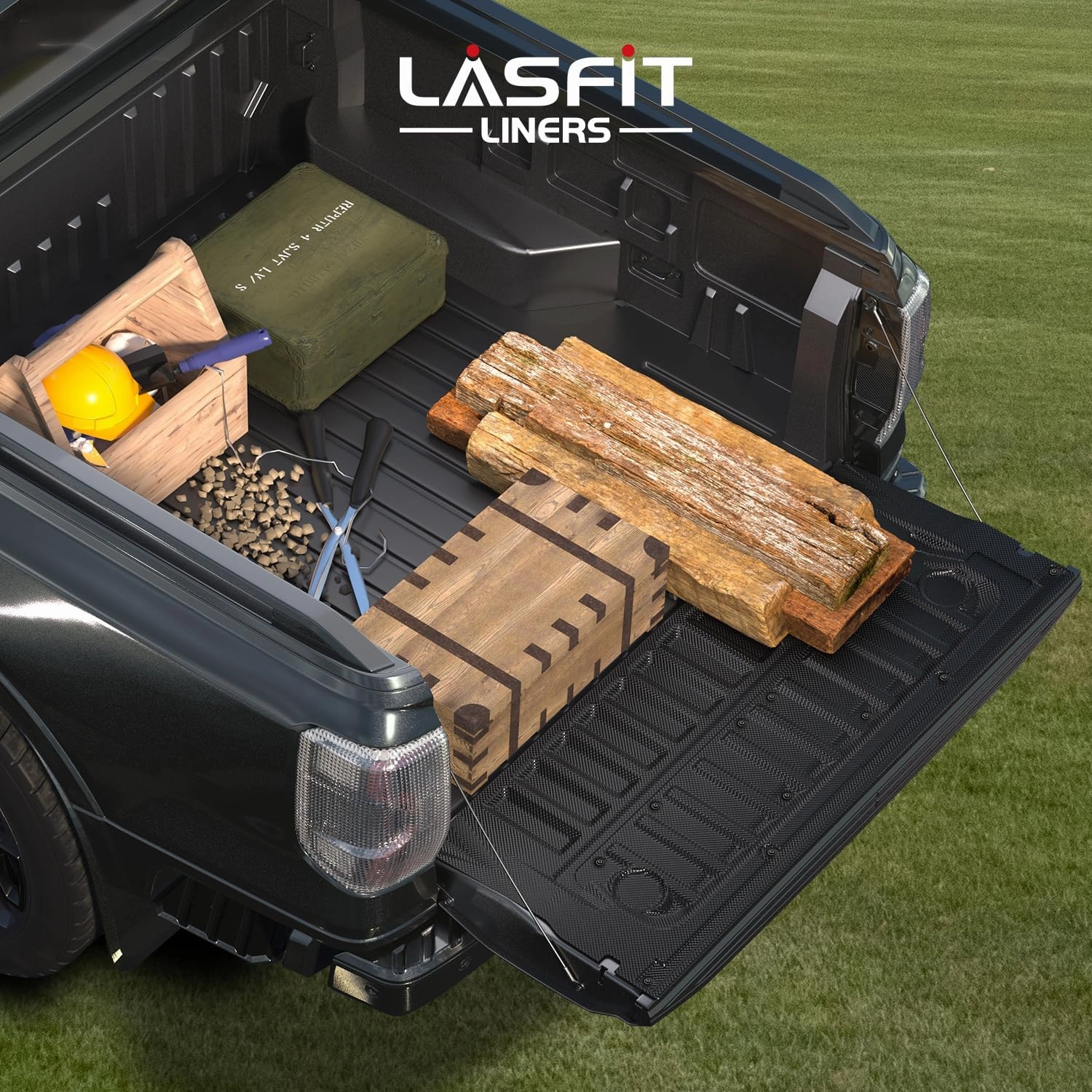 LASFIT Truck Tailgate Mat for Ford Ranger 2025 2024 5FT Truck Bed All Weather Protector TPE Tailgate Liner,1pc Black