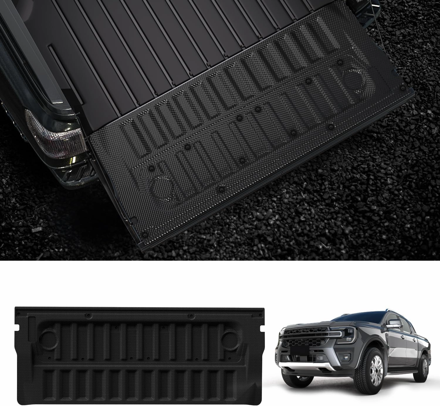 LASFIT Truck Tailgate Mat for Ford Ranger 2025 2024 5FT Truck Bed All Weather Protector TPE Tailgate Liner,1pc Black
