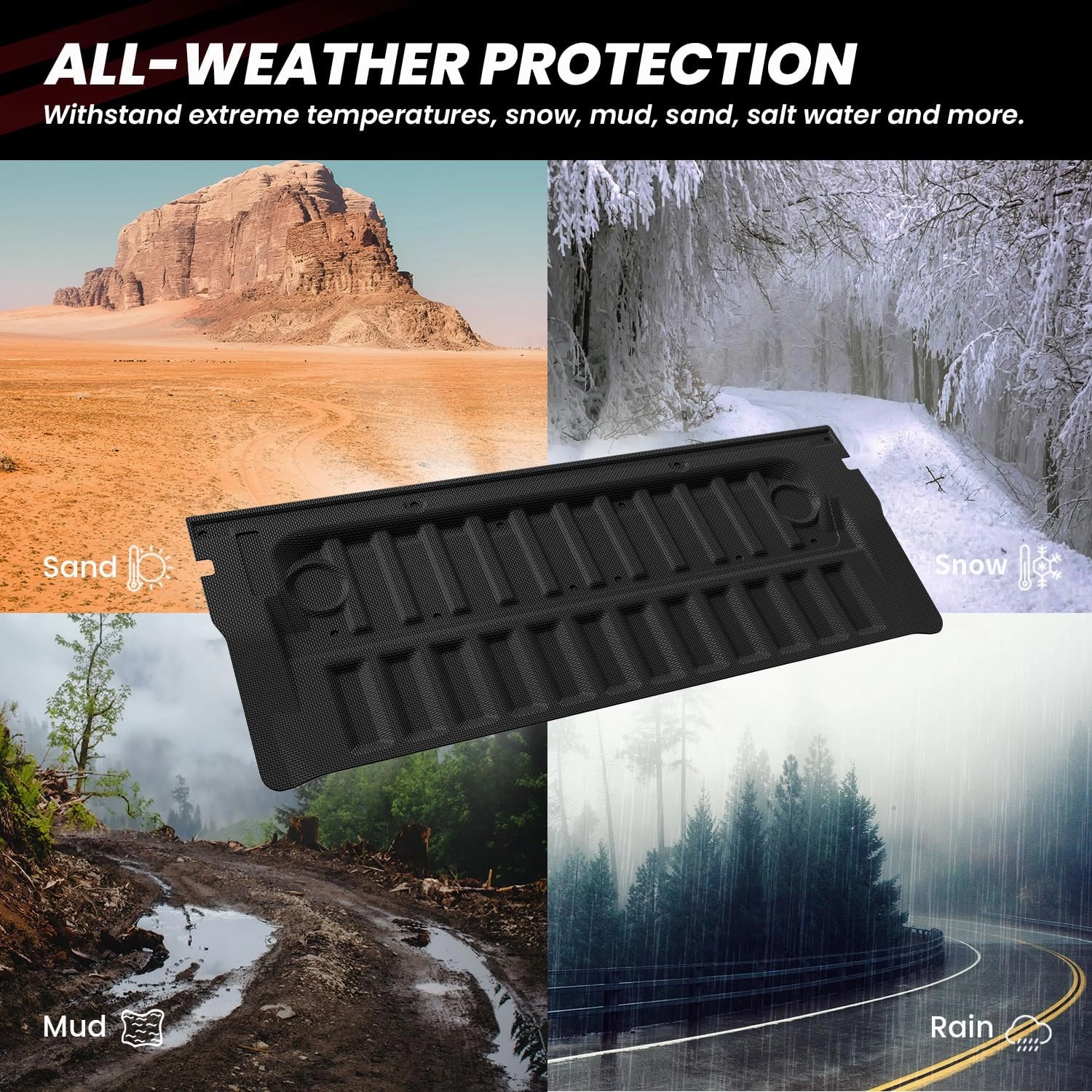 LASFIT Truck Tailgate Mat for Ford Ranger 2025 2024 5FT Truck Bed All Weather Protector TPE Tailgate Liner,1pc Black
