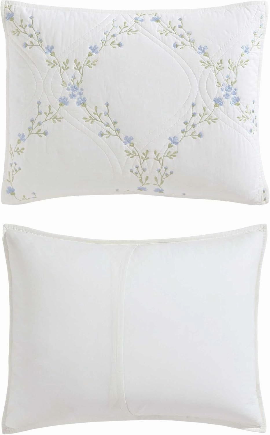 Laura Ashley - Full/Queen Quilt Set, Super Soft & Breathable Embroidered Bedding with Matching Sham(s), Floral Home Decor (Floral Embroidery Blue, Full/Queen)