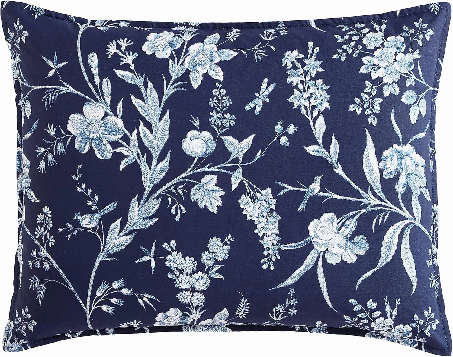 Laura Ashley- Twin Duvet Cover Set, Reversible Cotton Bedding Set, Includes Matching Sham(s) with Bonus Euro Sham(s) & Throw Pillow Covers (Branch Toile Blue, Twin)