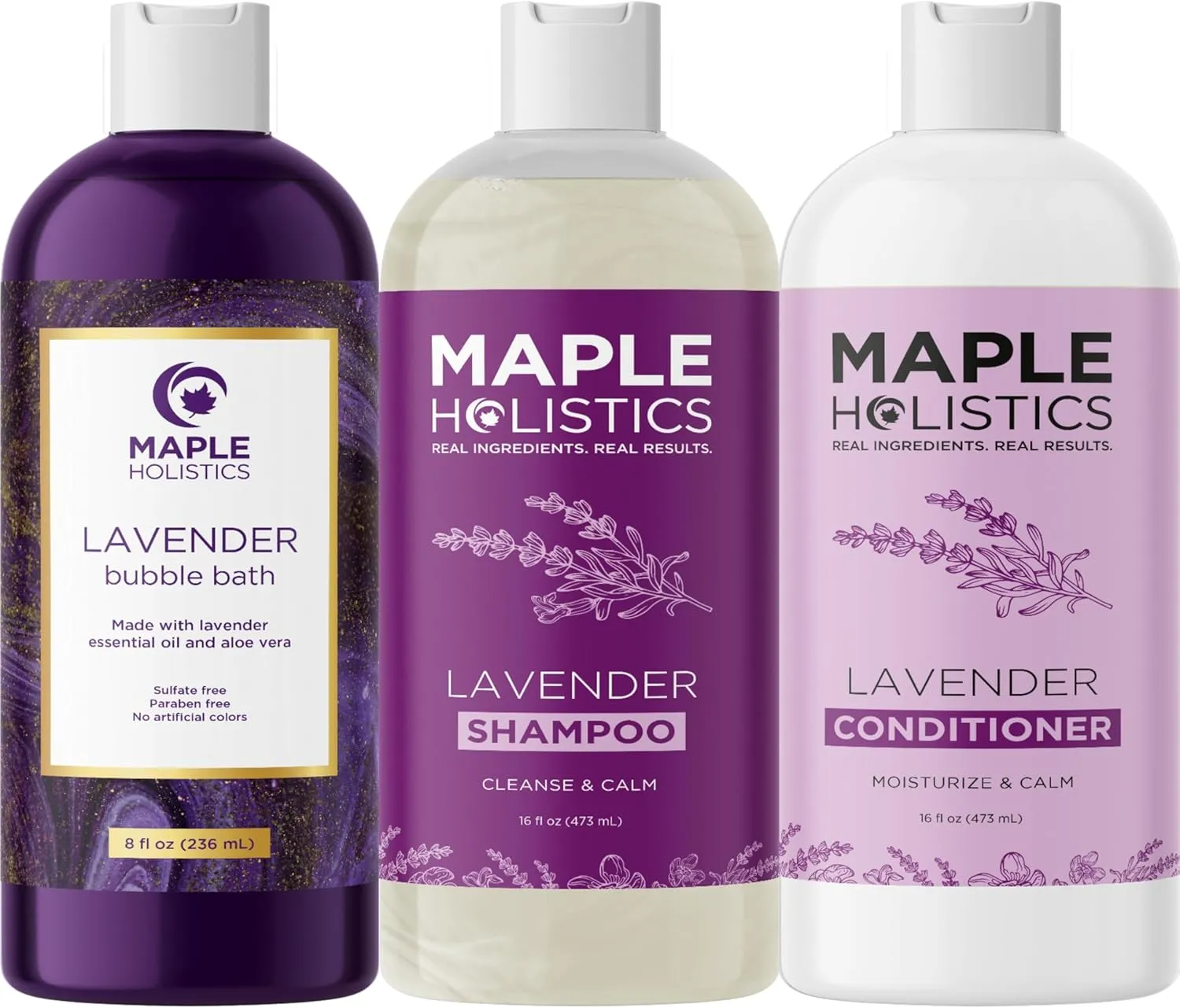 Lavender Aromatherapy Gift Set for Women - Sulfate and Paraben Free Lavender Shampoo and Conditioner Set for Women Plus Relaxing Lavender Bubble Bath with Real Lavender Oil for Nighttime Rituals