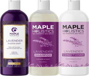 Lavender Aromatherapy Gift Set for Women - Sulfate and Paraben Free Lavender Shampoo and Conditioner Set for Women Plus Relaxing Lavender Bubble Bath with Real Lavender Oil for Nighttime Rituals