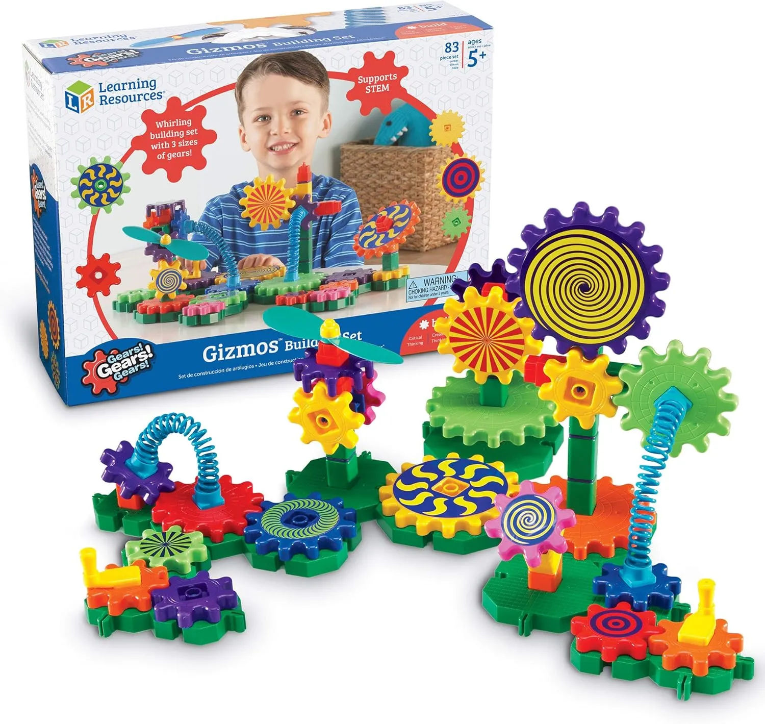 Learning Resources Gears! Gears! Gears! Gizmos Building Set, Construction Toy, STEM Learning Toy, 83 Pieces, Ages 3 