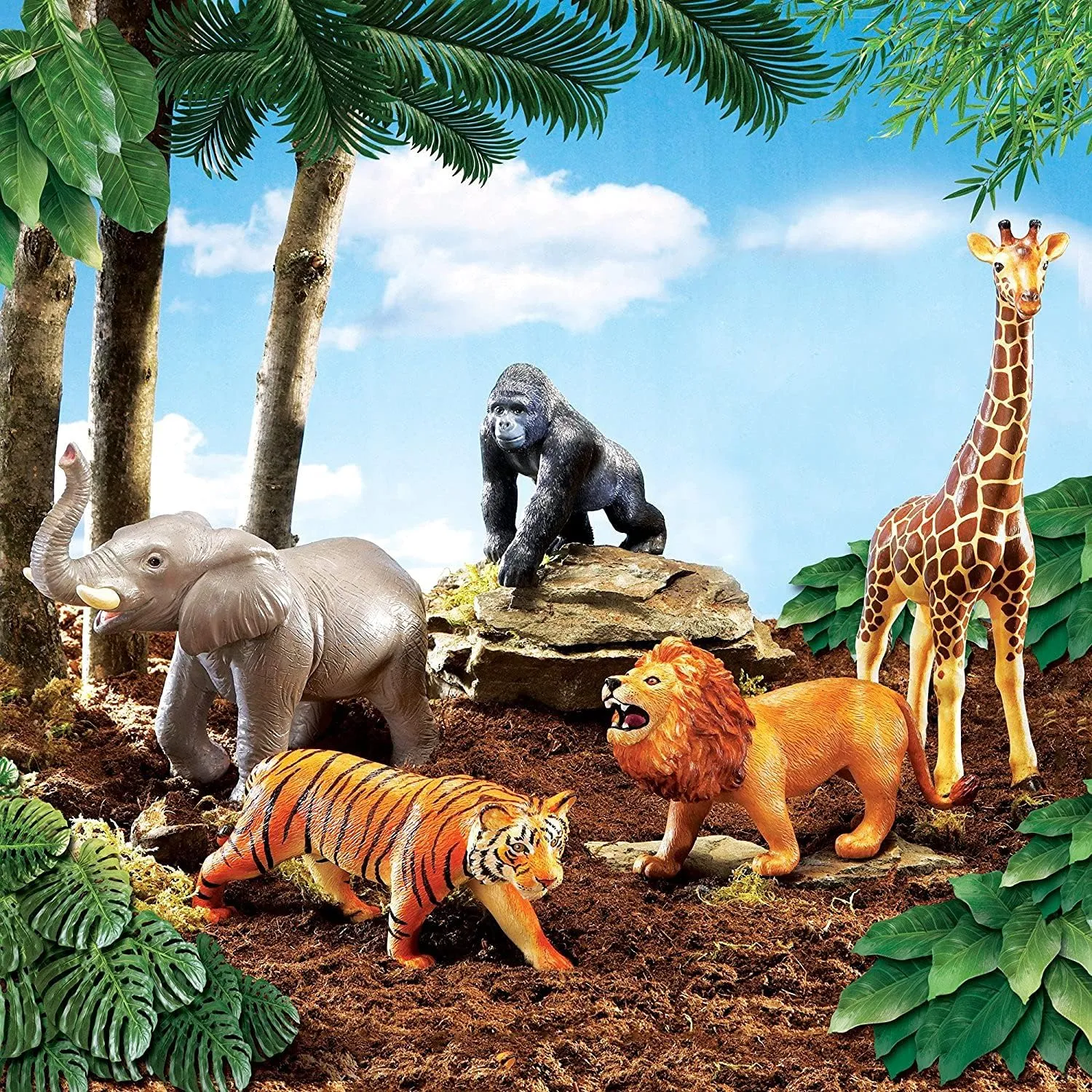 Learning Resources Jumbo Jungle Animals, Animal Toys for Kids, Safari Animals, 5 Pieces, Ages 18 months 
