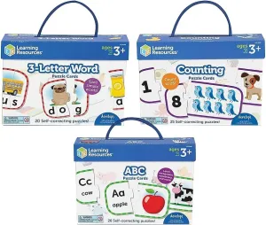 Learning Resources Preschool Puzzle Cards, ABCs, Counting & 3-Letter Words, Ages 3 