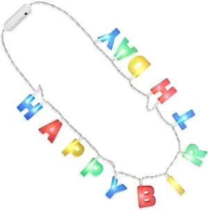 LED Happy Birthday String Lights Necklace with Colorful Light Up Letters