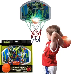 LED Light Up Basketball Toy Set for Boys and Girls, LED Light up Hoop and Basketball - Ages 4 and Up