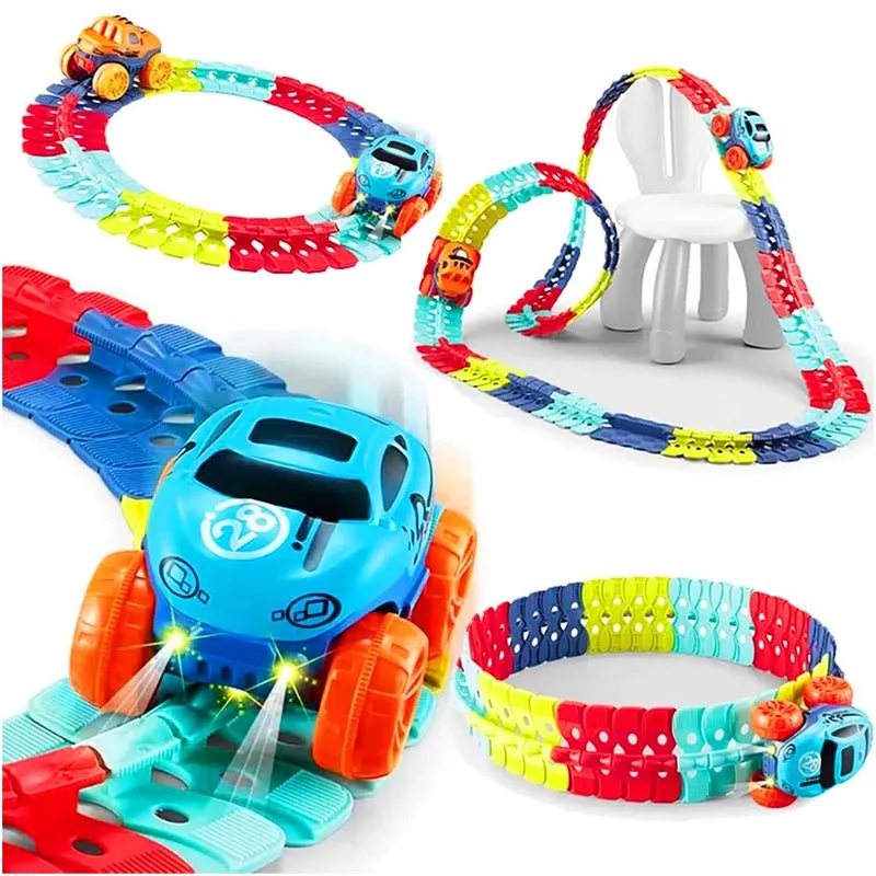 LED Light-Up Race Car Track Set (44 Pcs)