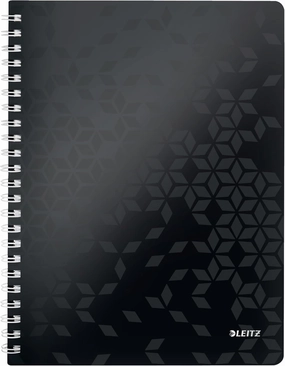 Leitz A4 Flexible Cover Notebook, Black Wire Bound, 80 Sheets, Ruled, 80 GSM Ivory Paper, Wow Get Organised Range