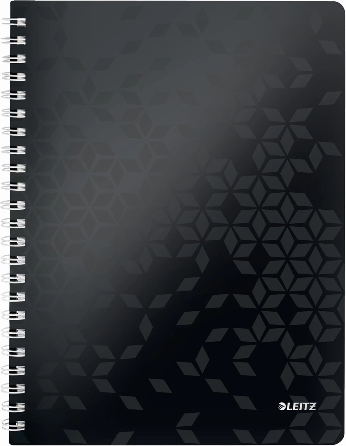 Leitz A4 Flexible Cover Notebook, Black Wire Bound, 80 Sheets, Ruled, 80 GSM Ivory Paper, Wow Get Organised Range