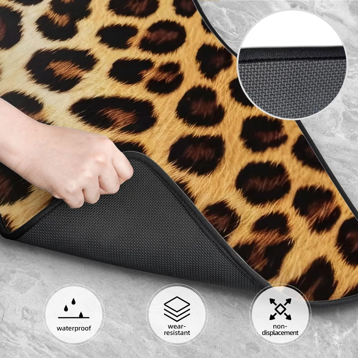 Leopard Skin Pattern Universal Car Floor Mats, Car Foot Mat Set of 4 Pieces, Automotive Front Rear Floor Foot Mats, Anti-Slip Neoprene Car Floor Rugs,for Suvs, Sedans, Van, Trucks