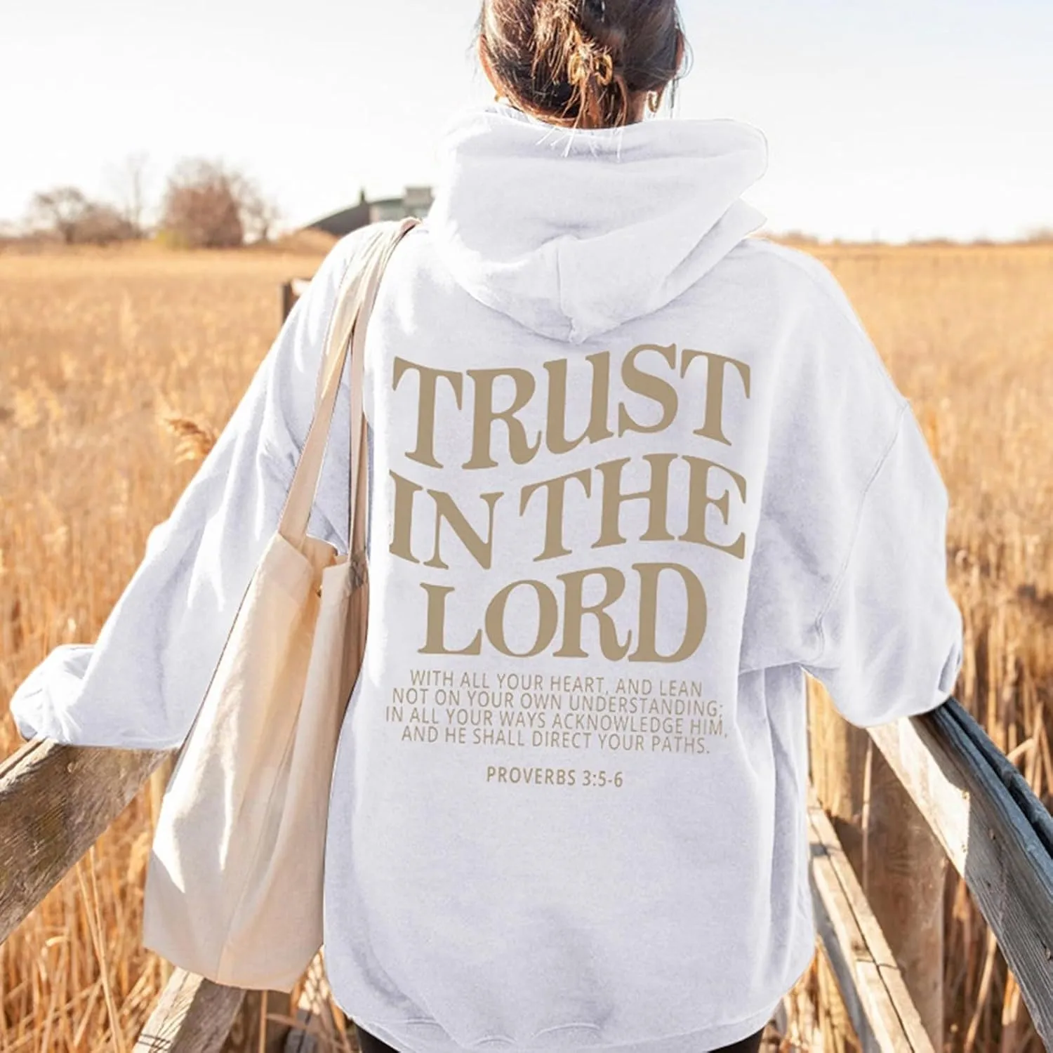 Letter Graphic Christian Faith Hoodies for Women Bible Verse Trust In The Lord Jesus Hoodie Fashion Pullover Christ