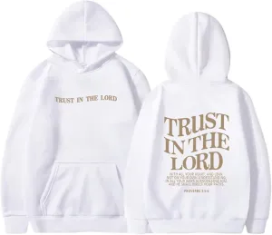 Letter Graphic Christian Faith Hoodies for Women Bible Verse Trust In The Lord Jesus Hoodie Fashion Pullover Christ