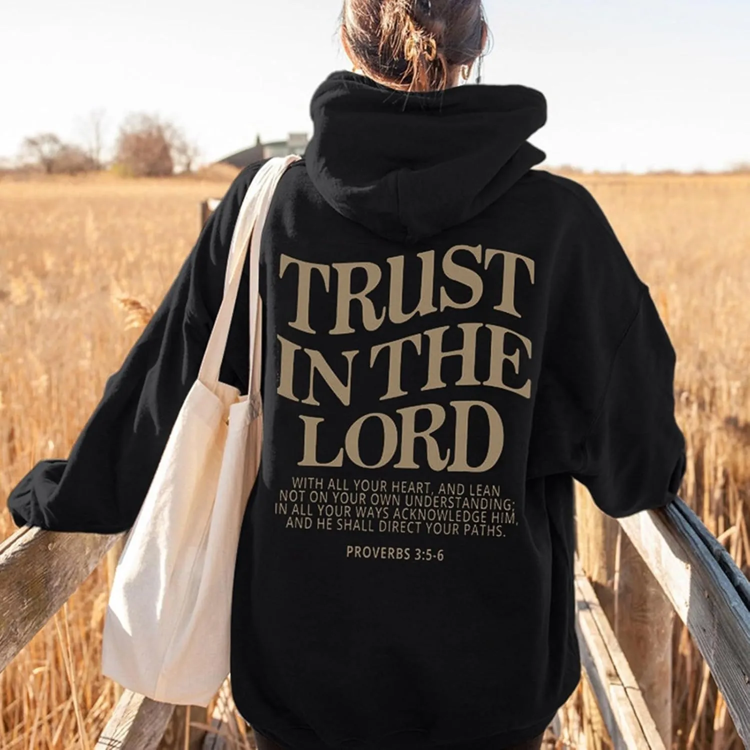 Letter Graphic Christian Faith Hoodies for Women Bible Verse Trust In The Lord Jesus Hoodie Fashion Pullover Christ