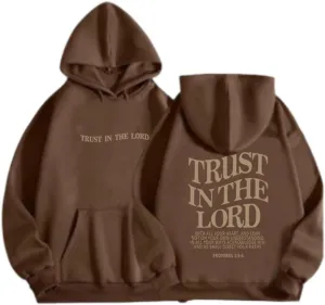 Letter Graphic Christian Faith Hoodies for Women Bible Verse Trust In The Lord Jesus Hoodie Fashion Pullover Christ