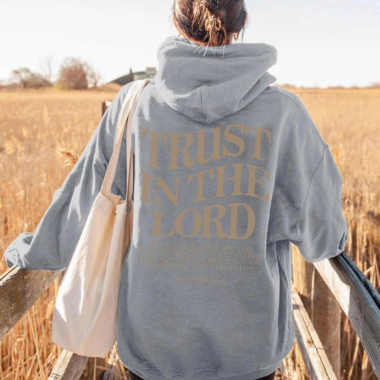 Letter Graphic Christian Faith Hoodies for Women Bible Verse Trust In The Lord Jesus Hoodie Fashion Pullover Christ