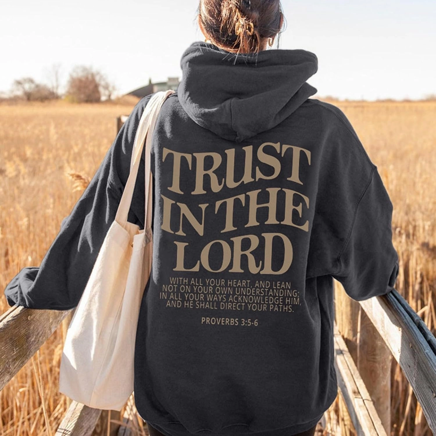 Letter Graphic Christian Faith Hoodies for Women Bible Verse Trust In The Lord Jesus Hoodie Fashion Pullover Christ