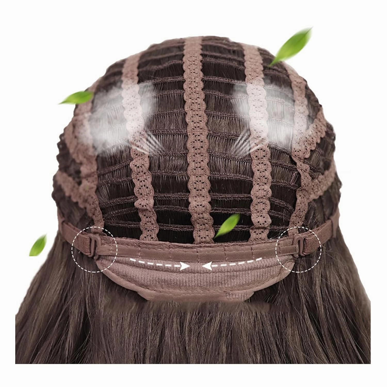 Letuwj Wig female long hair natural black medium length hair wig set Black tea seven-piece set one size