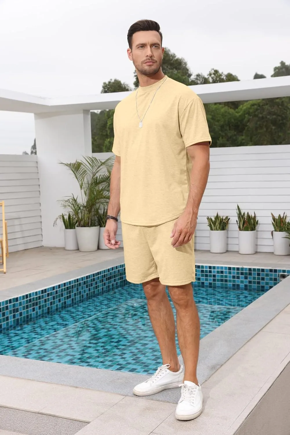 Lexiart Mens 2 Piece Outfits Casual Tracksuit Shorts Summer Sweatsuit Oversize Short Sleeve Sport Set