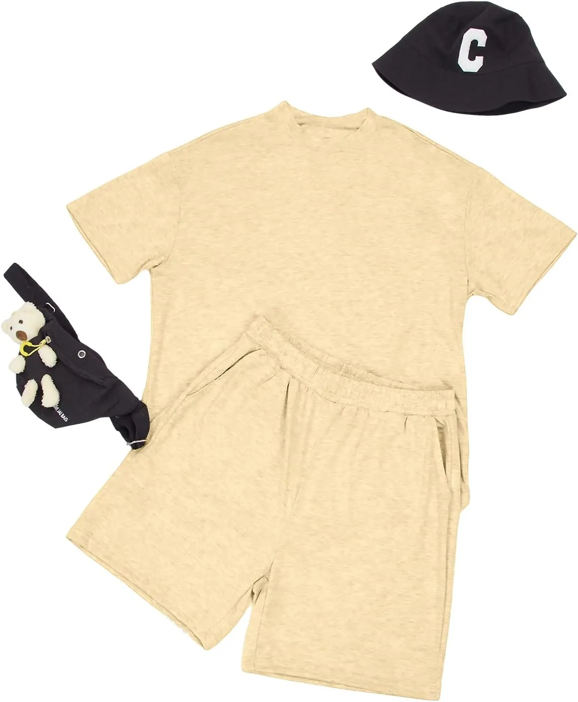 Lexiart Mens 2 Piece Outfits Casual Tracksuit Shorts Summer Sweatsuit Oversize Short Sleeve Sport Set
