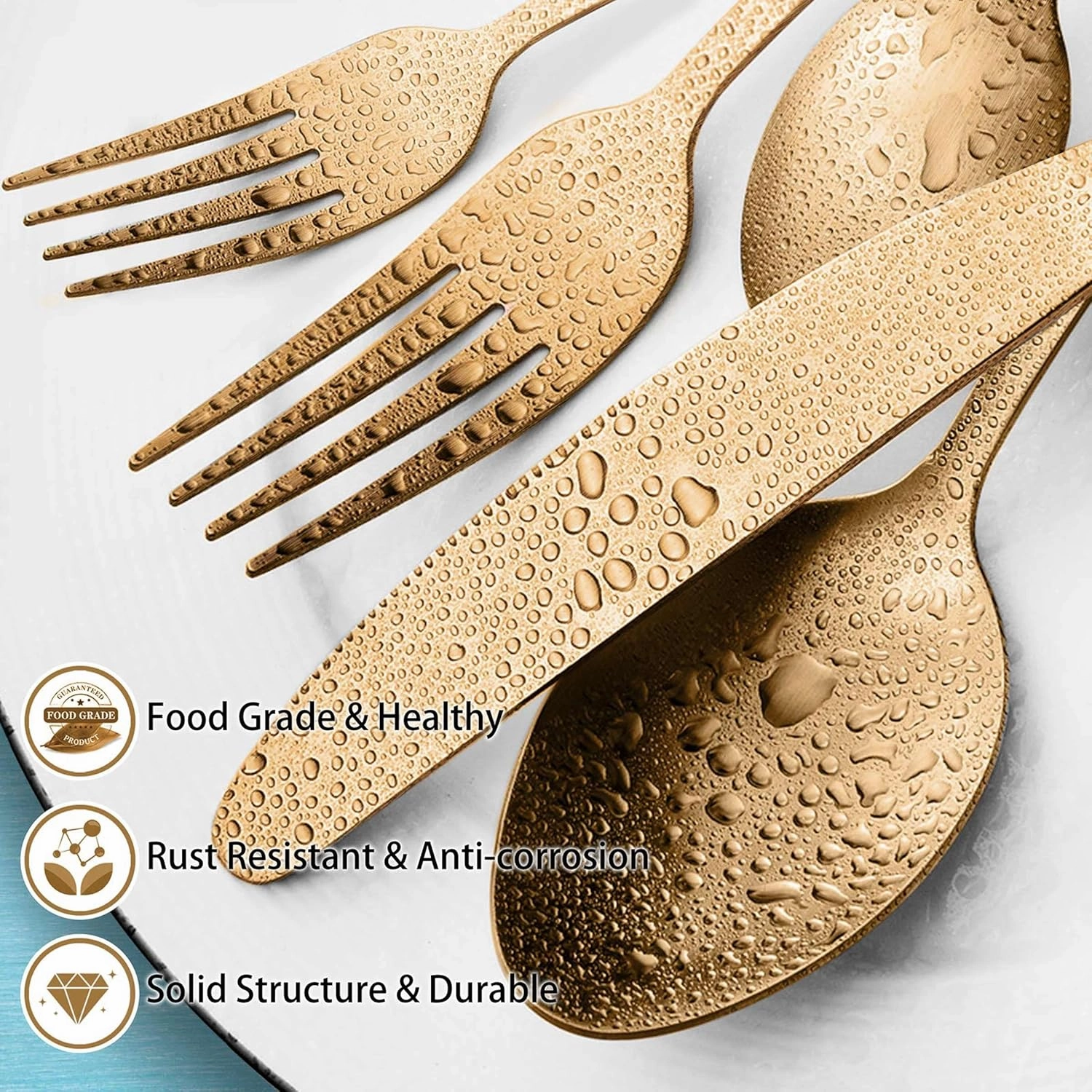 LIANYU 30 Piece Gold Silverware Set, Stainless Steel Gold Flatware Cutlery Set for 6, Fancy Kitchen Utensil Tableware for Home Restaurant Party, Satin Finish, Dishwasher Safe