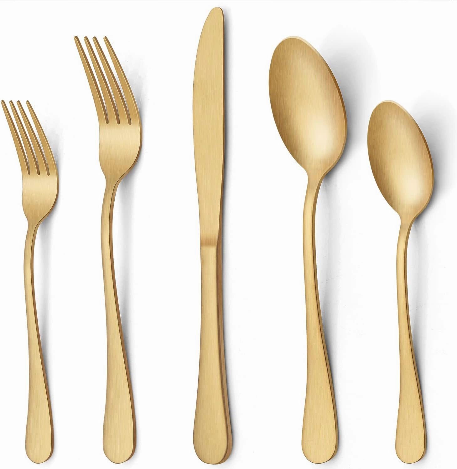 LIANYU 30 Piece Gold Silverware Set, Stainless Steel Gold Flatware Cutlery Set for 6, Fancy Kitchen Utensil Tableware for Home Restaurant Party, Satin Finish, Dishwasher Safe