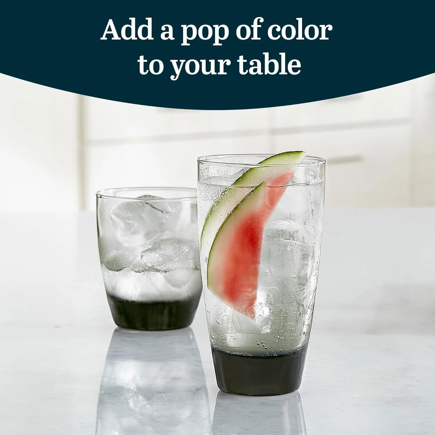 Libbey Classic Rocks and Tumbler Glasses Set of 16, Smoke Hue, Lead-Free Water Glasses , Dishwasher Safe Drinking Glasses Set