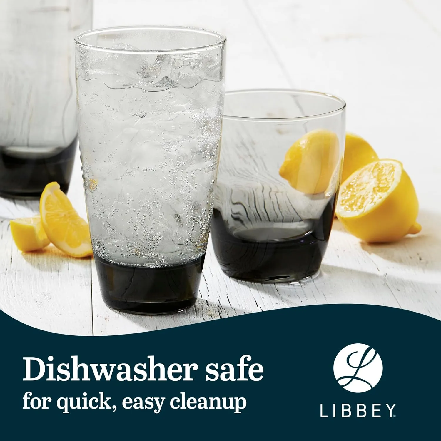 Libbey Classic Rocks and Tumbler Glasses Set of 16, Smoke Hue, Lead-Free Water Glasses , Dishwasher Safe Drinking Glasses Set
