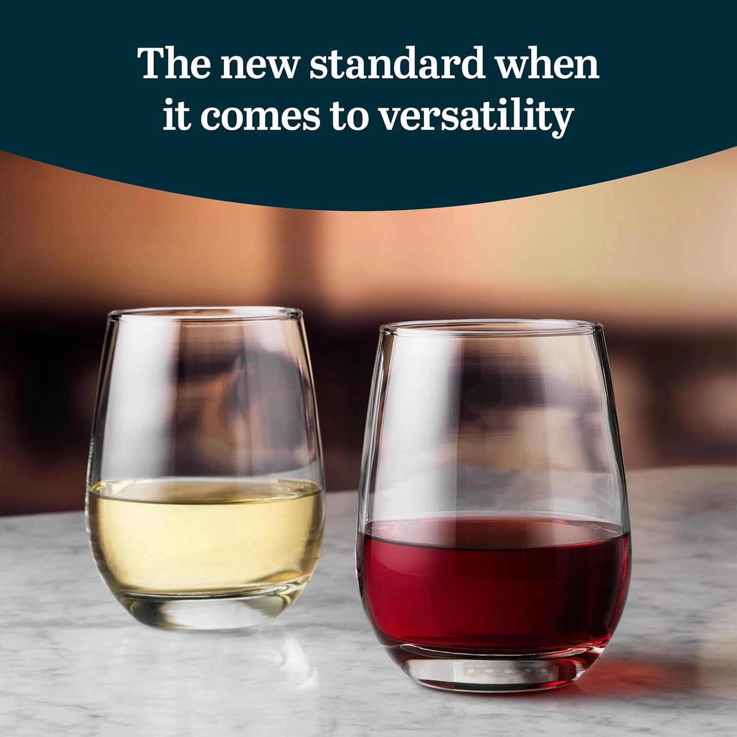 Libbey 231 Stemless Wine Glasses Set of 12, Clear, Restaurant Quality Red and White Wine Glasses, Drinking Glasses Set for Large Gatherings and Events.
