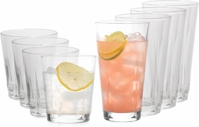Libbey Monterey Everyday Drinking Glasses Set of 8, Geometric Shape DOF and Glass Tumbler Set, All Purpose Kitchen Glassware Set for Water Cocktails