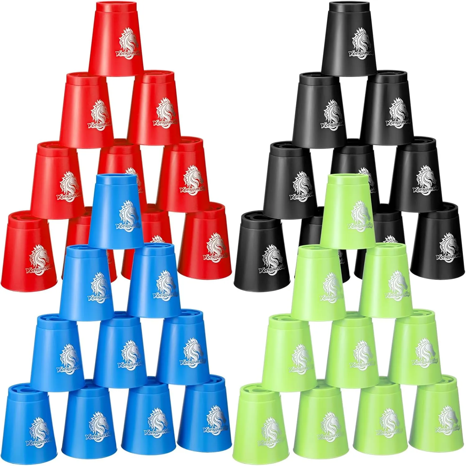Libima 48 Pcs Sports Stacking Cups Set Classic Stacking Games Speed Training Game for Boy Girl Adult Family Party Challenge Competition Travel Gift, 4 Colors