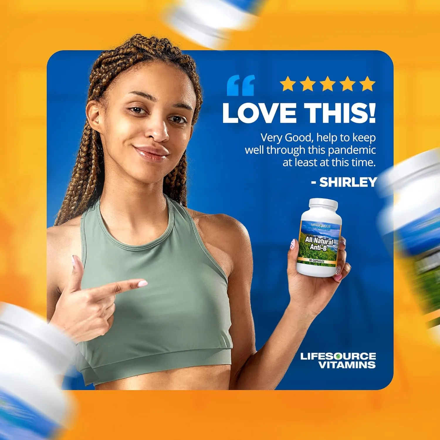 LifeSource Vitamins All Natural Anti-B for Immune Support, 14 All Natural Ingredient with Echinacea & Garlic Extract, 90 Immune Defense Capsules.