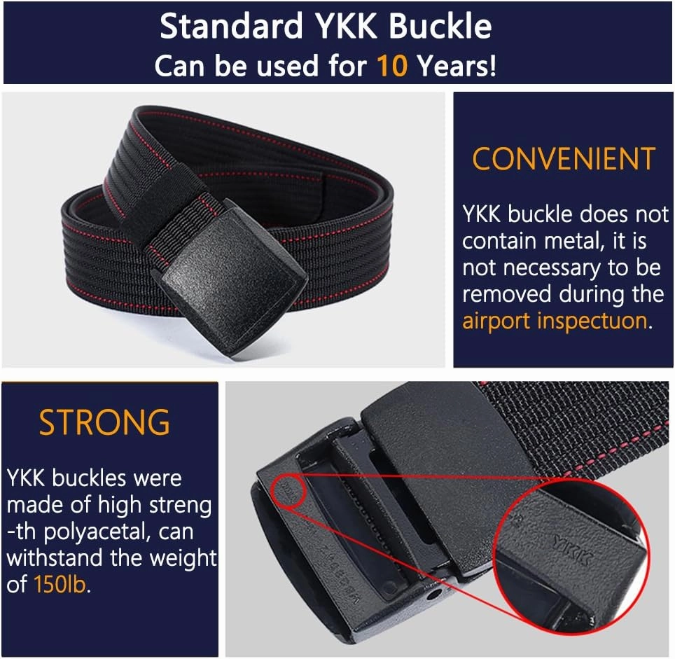 LionVII Men's Nylon Work Belts - Breathable Webbing Canvas Belt with Plastic Buckle, Adjustable Trim to Fit 28-49" Waist