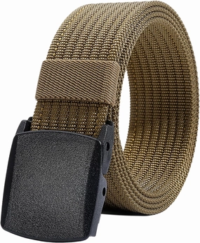 LionVII Men's Nylon Work Belts - Breathable Webbing Canvas Belt with Plastic Buckle, Adjustable Trim to Fit 28-49" Waist