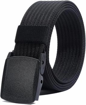 LionVII Men's Nylon Work Belts - Breathable Webbing Canvas Belt with Plastic Buckle, Adjustable Trim to Fit 28-49" Waist