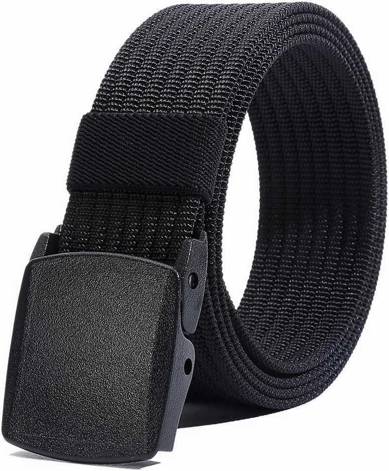 LionVII Men's Nylon Work Belts - Breathable Webbing Canvas Belt with Plastic Buckle, Adjustable Trim to Fit 28-49" Waist