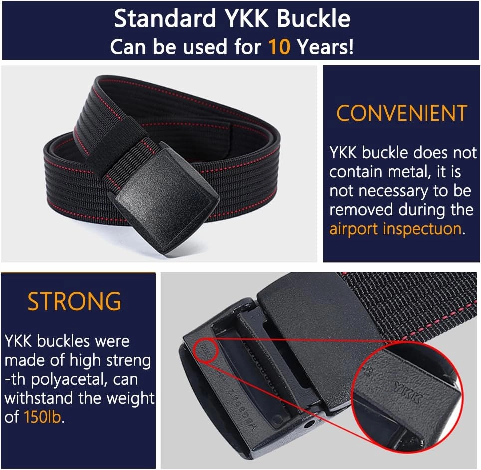 LionVII Men's Nylon Work Belts - Breathable Webbing Canvas Belt with Plastic Buckle, Adjustable Trim to Fit 28-49" Waist