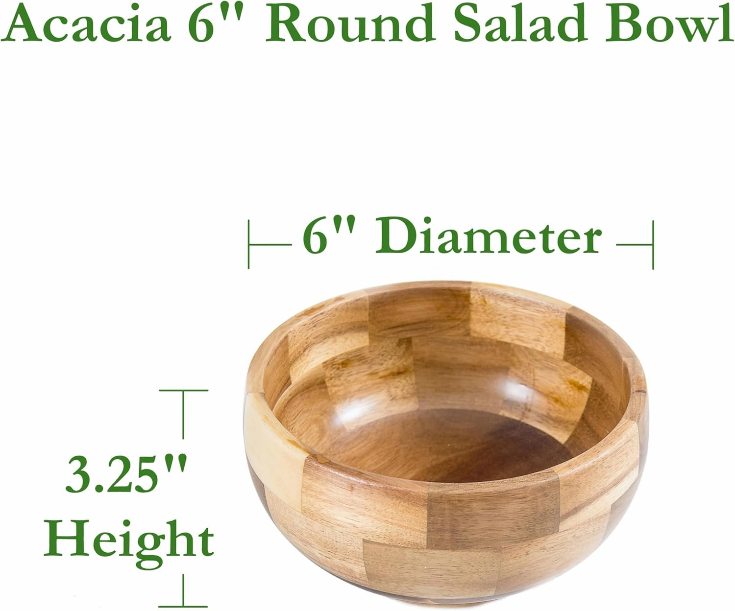 Lipper International Acacia Wood Footed Round Serving Bowl for Fruits or Salads, Small, 7" Diameter x 2.5" Height, Single Bowl