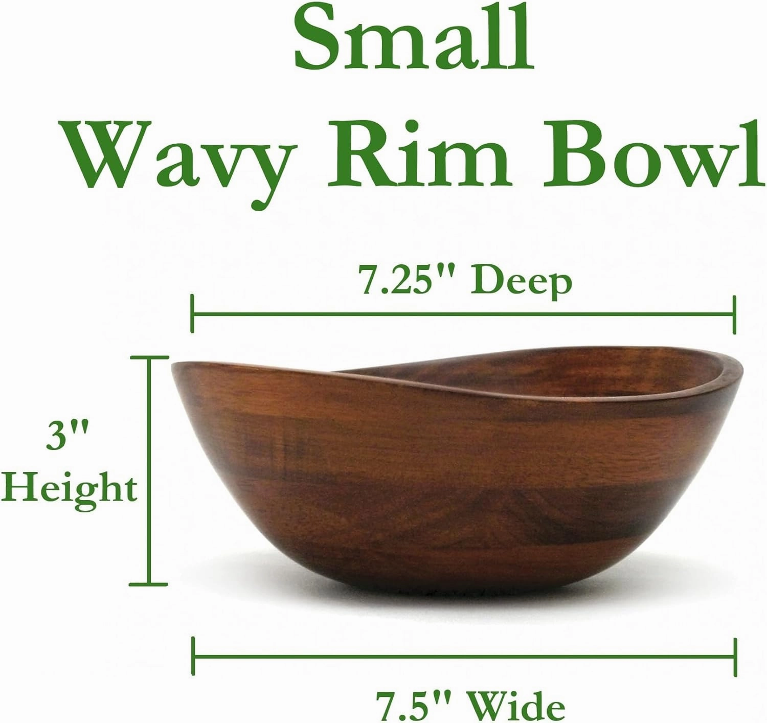 Lipper International Cherry Finished Wavy Rim Serving Bowls for Fruits or Salads, Matte, Small, 7.5" x 7.25" x 3", Set of 4 Bowls