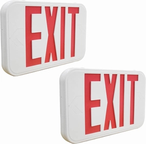 LIT-PaTH LED EXIT Sign, Emergency light with Double Face and Back Up Batteries- US Standard Red Letter Exit Lighting, UL 924 and CEC Qualified, 120-277 Voltage, 2-Pack