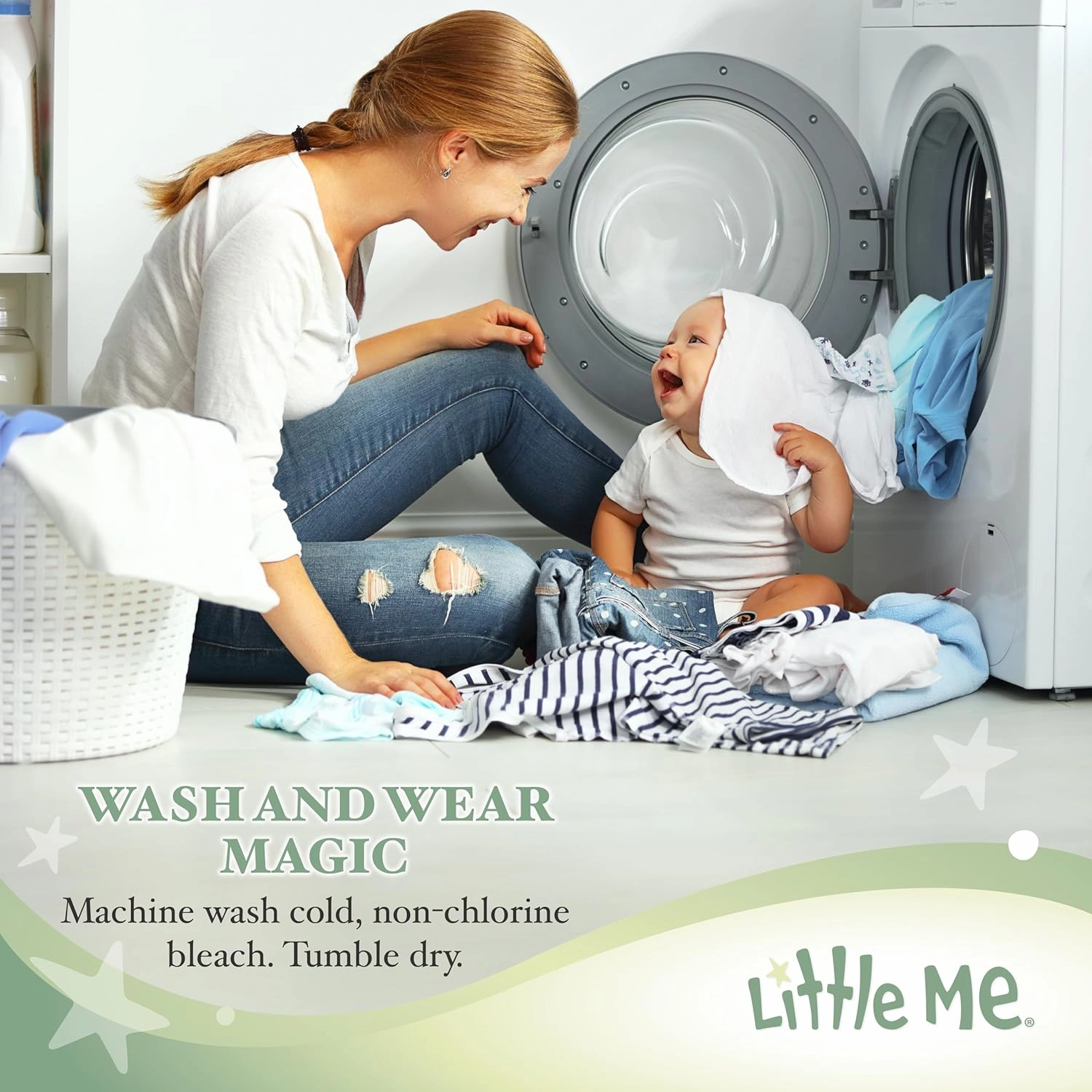 Little Me Clothes for Baby 3-Pack 100% Cotton Scratch Free Tag Bodysuits, Newborn to 9 Months