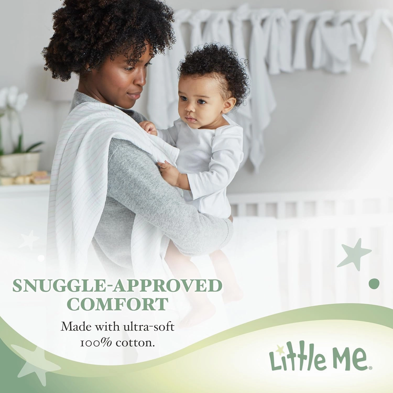 Little Me Clothes for Baby 3-Pack 100% Cotton Scratch Free Tag Bodysuits, Newborn to 9 Months