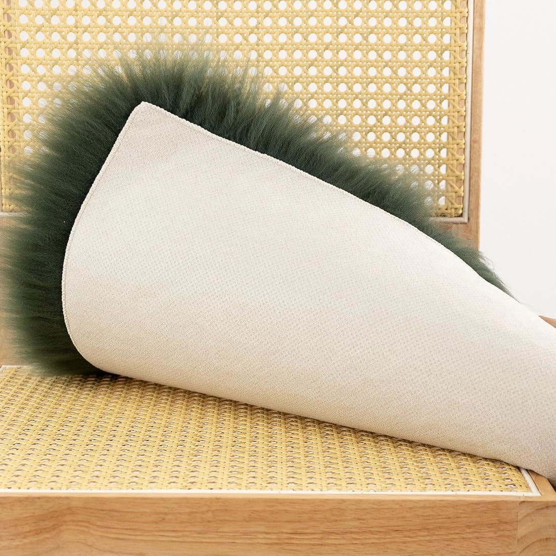 LLB Sheepskin Chair Covers - Office & Dining Room Chair Pads - 18x18 Inch, Dark Green