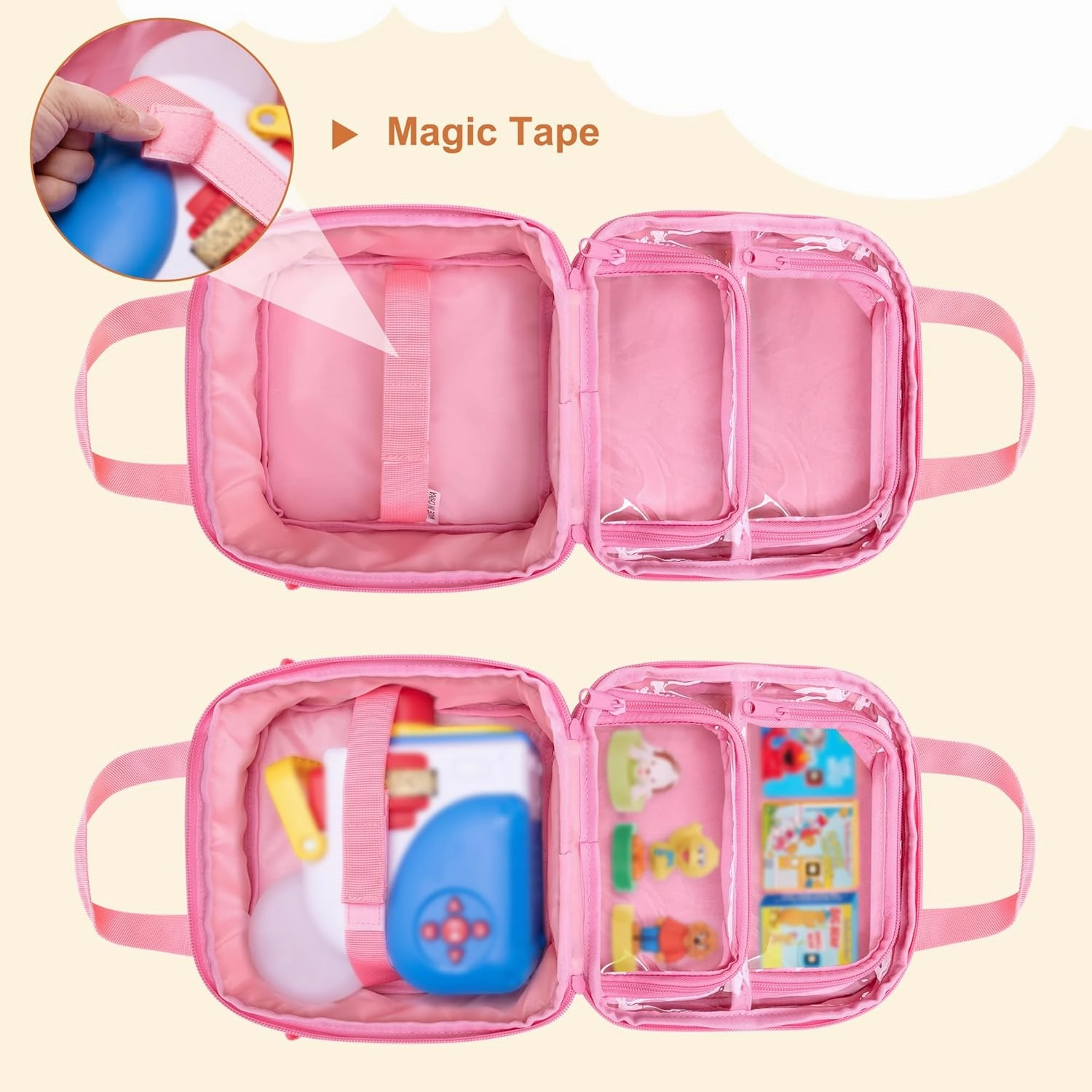 LoDrid Carrying Case Compatible with Little Tikes Story Dream Machine Starter Set, Multiple Pockets for Books and Accessories, Pink, Bag Only (Patent Design)