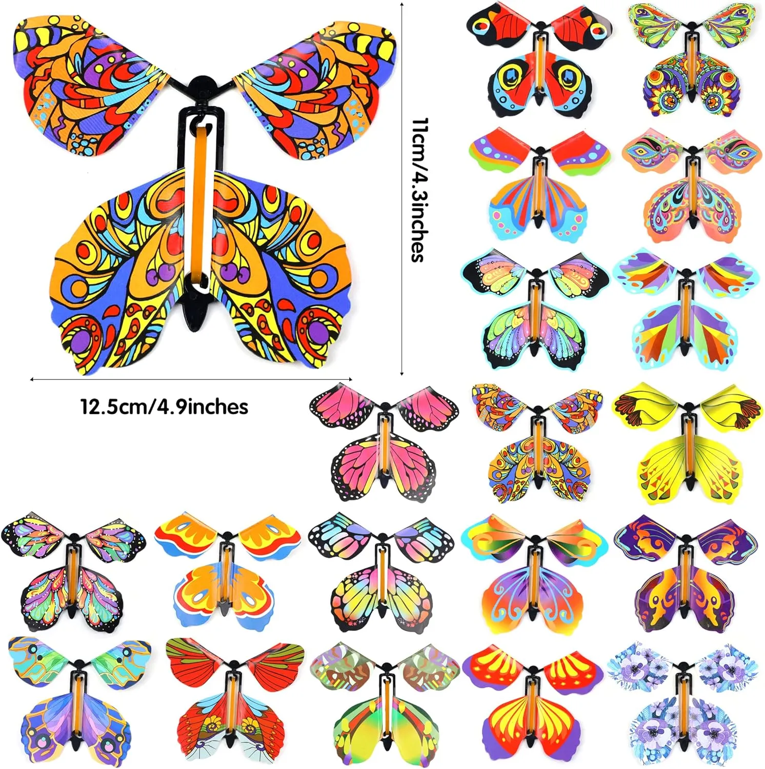 LOMIMOS 40PCS Flying Butterfly, Magic Wind Up Butterfly Toy Gift for Kids Surprise Explosion Box Wedding Birthday Party Book Greeting Card(20 Styles)