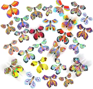 LOMIMOS 40PCS Flying Butterfly, Magic Wind Up Butterfly Toy Gift for Kids Surprise Explosion Box Wedding Birthday Party Book Greeting Card(20 Styles)